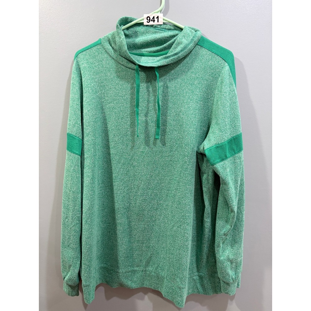 St Johns Bay Womens Green Heathered Cowl Neck Active Pullover Top Large